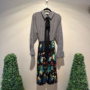 Eloquii Printed Shirtdress w/Necktie